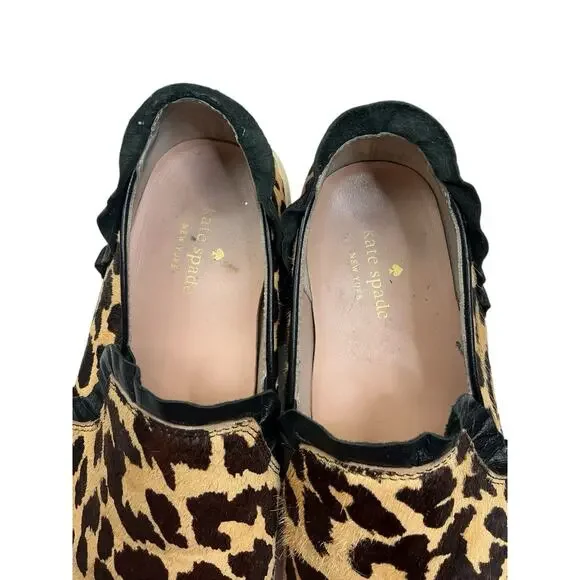 Kate Spade Ruffle Trim Leopard Print Calf Hair Slip On Sneakers Women’s Size 9 - Picture 5 of 10